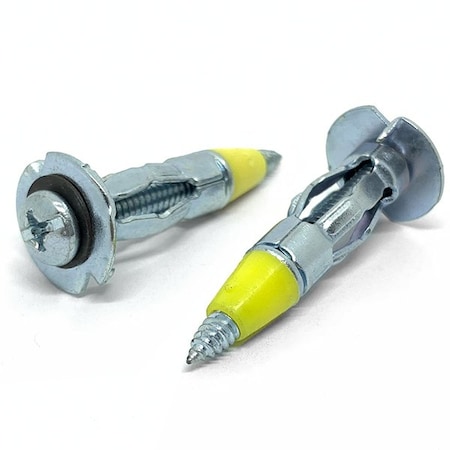 Boltsandnuts.Com 25 Pieces 1/8in S x1-1/4in Hollow Wall Drywall Anchor Drive Point Steel Zinc Clear, 25PK 12X125CPHHWA2Z/S/DP-25